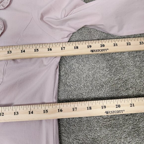 Famelin Women's Blouse Size 2 Pink Pearl Lace Mock Neck Business Casual Elegant - Picture 10 of 11